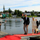 The Crown Prince and Crown Princess arrive in Lillesand, where the County to Aust-Agder  started (Photo: Gorm Kallestad / Scanpix)